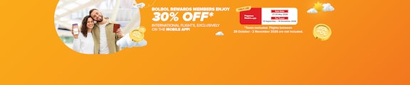 International Flights 30% off For BolBol Members Exclusively on Mobile