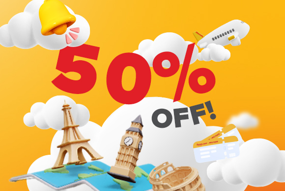 YOUR EXCLUSIVE 50% OFF INTERNATIONAL FLIGHTS!