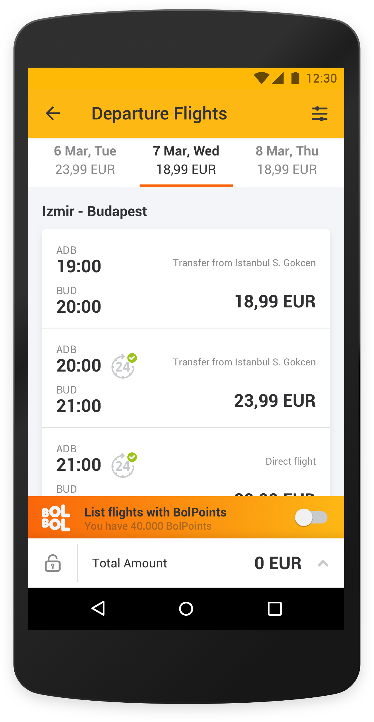 Pegasus Airlines app departure flight